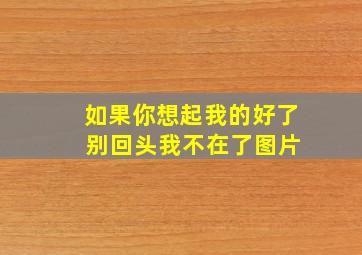 如果你想起我的好了 别回头我不在了图片